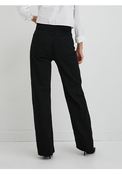 Ronada Wuwei Siyah Wide Leg Jean fırsatları