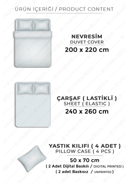 Evine Moda Renkli Çiçekler Dijital Baskılı 3D 3 Boyutlu Çift Kişilik Nevresim Takımı Kod: Acel