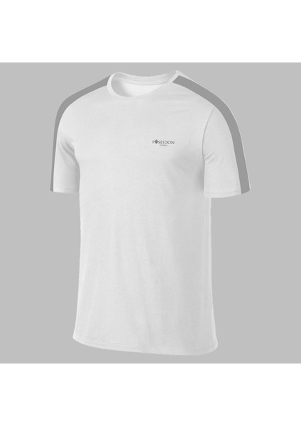 Yeni Seri Büyük Beden Erkek Beyaz Dri-Fit Kumaş Sıfır Yaka Kısa Kol Konforlu T-Shirt (4xl- 10XL)