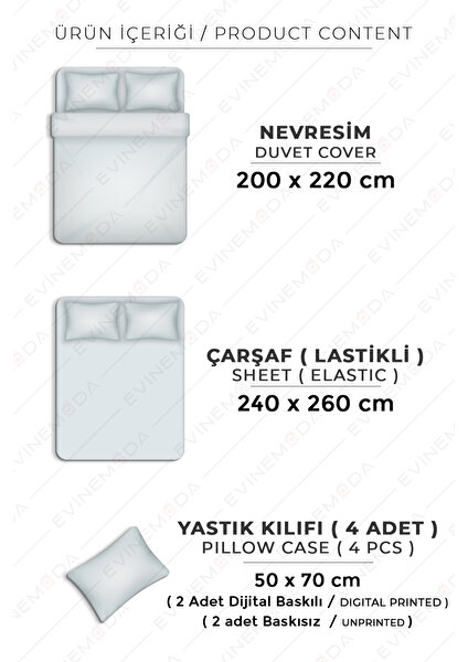 Evine Moda Kırmızı Küçük Kalpler Dijital Baskılı 3D 3 Boyutlu Çift Kişilik Nevresim Takımı Kod: Livas