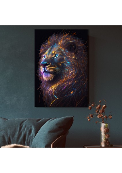 Arte Vista Neon Lion Kanvas Tablo