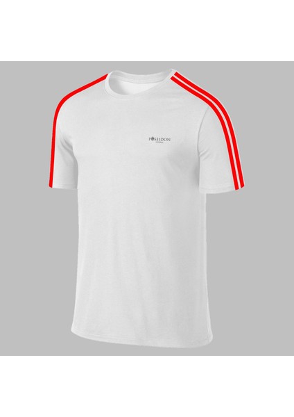 Yeni Seri Büyük Beden Erkek Beyaz Dri-Fit Kumaş Koşu Için Konforlu Kısa Kol T-Shirt (4xl- 10XL)