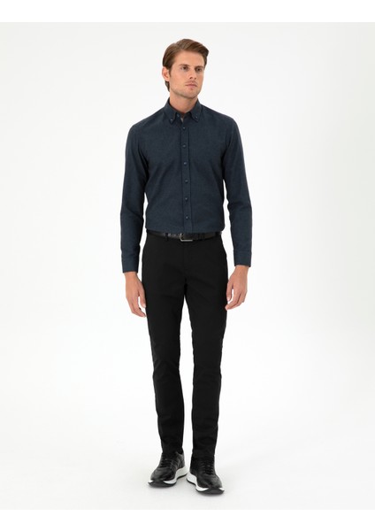 Pierre Cardin Erkek Siyah Slim Fit Kanvas Pantolon 50292522-VR046