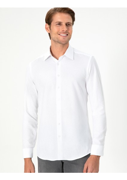 Erkek Beyaz Slim Fit Uzun Kollu Gömlek 50294732-VR013 modelleri