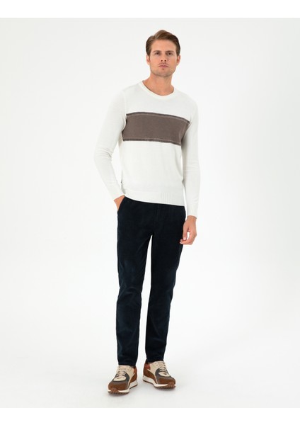 Erkek Lacivert Carrot Fit Kadife Kanvas Pantolon 50295927-VR033