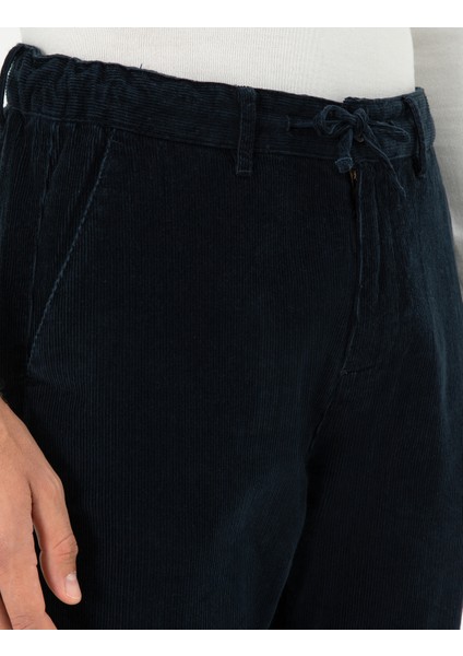 Erkek Lacivert Carrot Fit Kadife Kanvas Pantolon 50295927-VR033