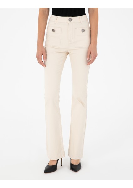 Kadın Ekru Flare Fit Pantolon 50292885-VR019 fiyatları