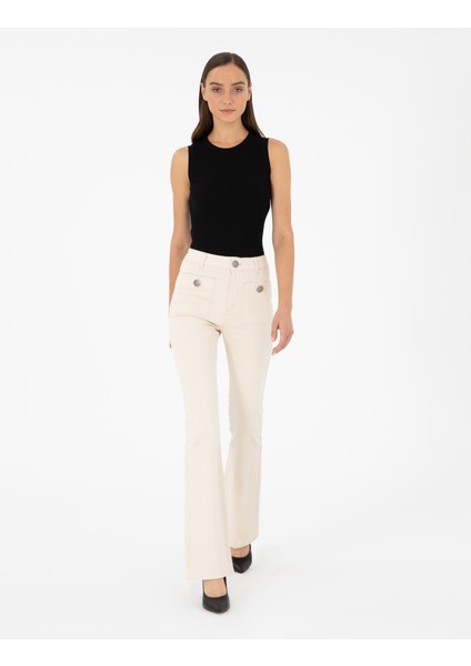 Kadın Ekru Flare Fit Pantolon 50292885-VR019 modelleri