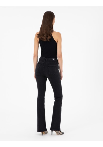 Kadın Siyah Skinny Flare Jean Pantolon 50294367-VR046