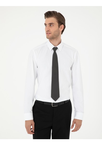 Pierre Cardin Erkek Beyaz Slim Fit Uzun Kollu Basic Gömlek 50297903-VR013