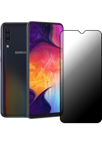 Samsung Galaxy A30 / A50 Hayalet Privacy Gizli Cam Ekran Koruyucu Siyah