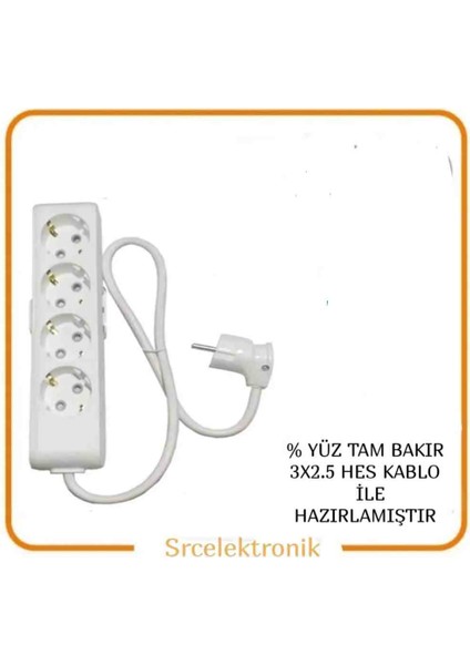 Multi-Let 4'lü Topraklı Çocuk Korumalı Uzatma Seyyar ( 3x2.5 Hes Kablo Tam Bakır) Uzatma Seyyar Kablo H05VV-F