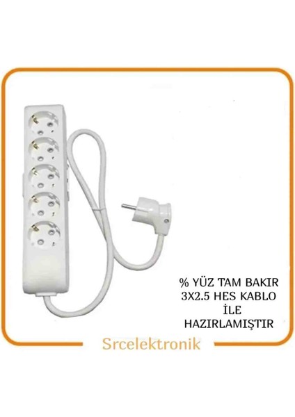 Multi-Let 5'li Topraklı Çocuk Korumalı Uzatma Seyyar ( 3x2.5 Hes Kablo Tam Bakır) Uzatma Seyyar Kablo HO5VV