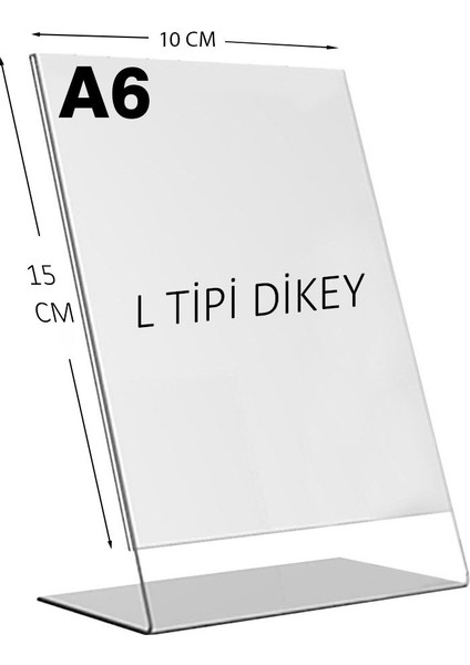Heroglas(10 Adet) A6 L Tipi Dikey Masa Üstü Şeffaf Pleksi / Föylük-Fiyatlık-Menü-Broşürlük