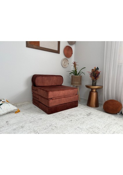 Mevsim Home Oturum Yüksekliği 38 cm 70X225 Kiremit Tek Kişilik Katlanır Yataklı Koltuk