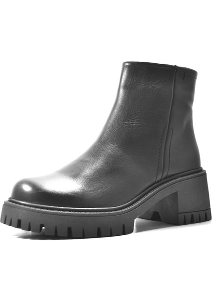 MA.3105 Deri Siyah Kalın Taban Kadın Bot