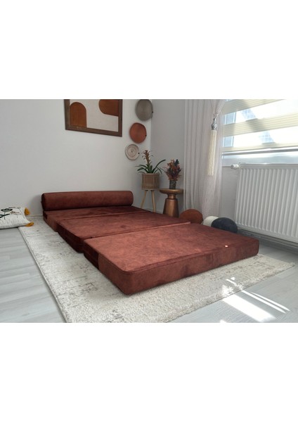 Mevsim Home Oturum Yüksekliği 38 cm 118X225 Kiremit 1,5 Kişilik Katlanır Yataklı Koltuk