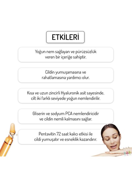 Yoğun Nemlendirici Yumuşatıcı Ampul 5 Adet Hyaluron Power Complex Cilt Serumu Dermaroller Dermapen Serum