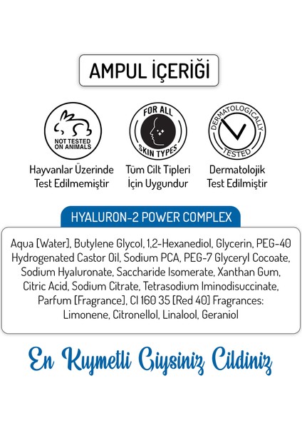 Yoğun Nemlendirici Yumuşatıcı Ampul 5 Adet Hyaluron Power Complex Cilt Serumu Dermaroller Dermapen Serum