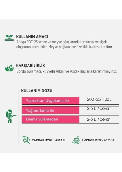 Pot-25 Potasyum Çözeltisi 1 Lt modelleri