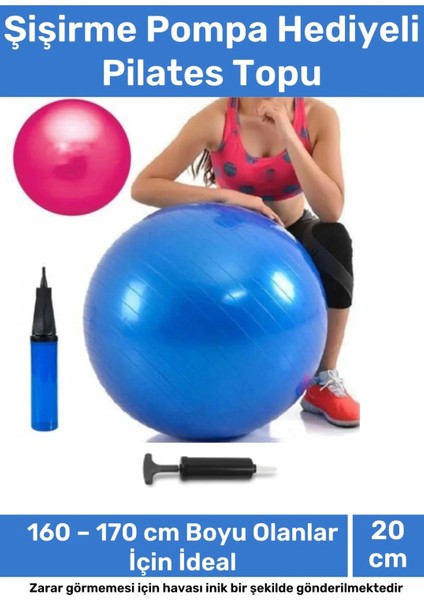 Profesyonel Seri Dayanıklı Yüksek Mini Gymball 20CM Mavi Pilates Topu Şişirme Pompa