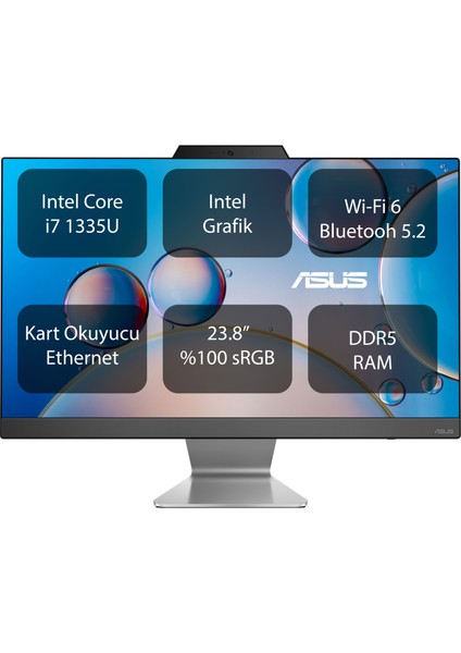 A3400 Intel Core I7 1355U 32GB 512GB SSD 23.8" Fhd Freedos All In One Tümleşik Bilgisayar