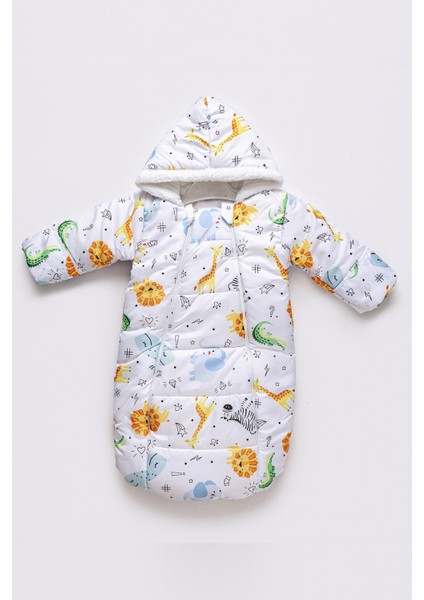 Orman Hayvanlı Figürlü Fermuarlı Içi Pelüş Kışlık Erkek Kız Bebek Kundak Astronot Tulum Kozmonot