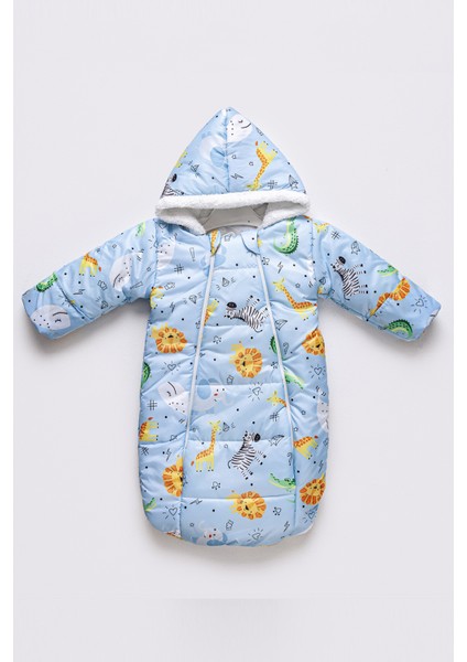 Orman Hayvanlı Figürlü Fermuarlı Içi Pelüş Kışlık Erkek Kız Bebek Kundak Astronot Tulum Kozmonot