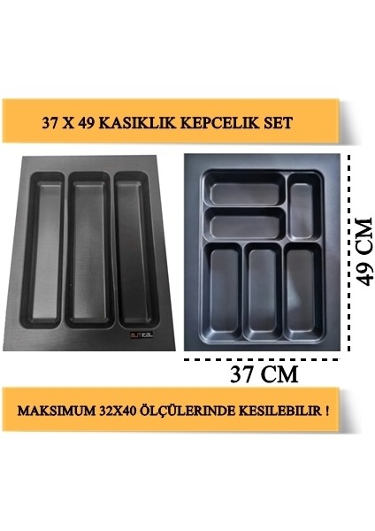 37x49 Cm. Antrasit Kaşıklık Ve Kepçelik 2'li Set (32x40 cm'e kadar kesilebilir)