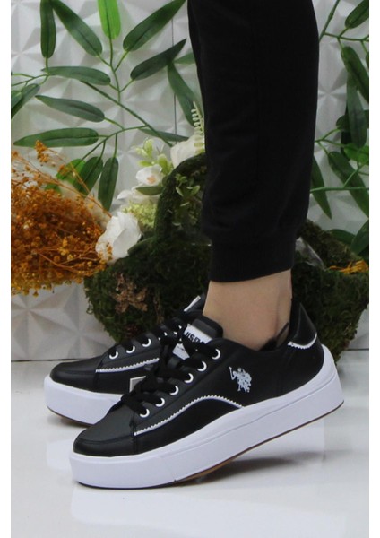 Gınger Siyah Beyaz Rahat Sneaker Kadın Ayakkabı modelleri