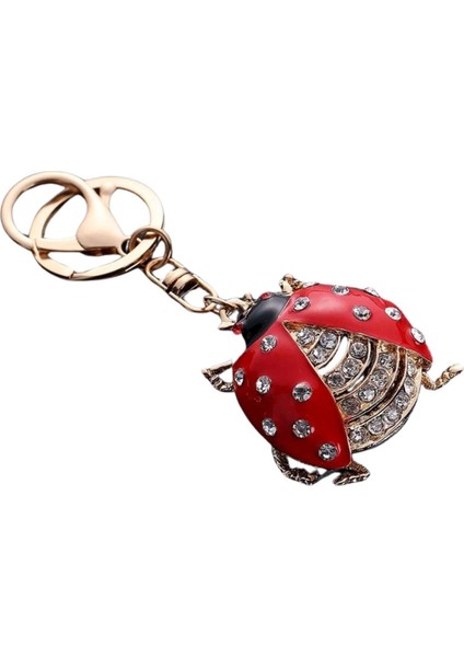Kristal Taşlı Uğur Böceği Anahtarlık Kırmızı No.2