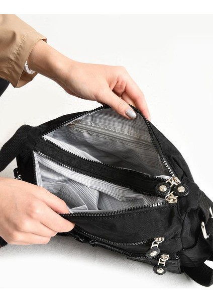 Çok Cepli Hafif Çapraz Askılı Kadın Postacı Çanta Klinkır Kumaş 30*20 cm Omuz Çantası Su Itici Kumaş