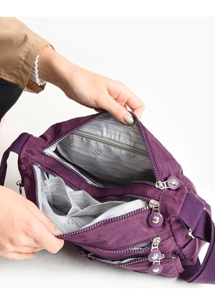 Çok Cepli Hafif Çapraz Askılı Kadın Postacı Çanta Klinkır Kumaş 30*20 cm Omuz Çantası Su Itici Kumaş