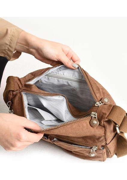 Çok Cepli Hafif Çapraz Askılı Kadın Postacı Çanta Klinkır Kumaş 30*20 cm Omuz Çantası Su Itici Kumaş