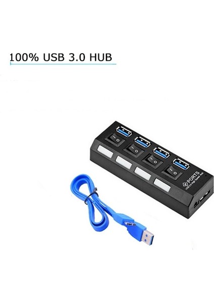 4 Port USB Hub Çoklayıcı USB 3.0 On Off Tuşlu