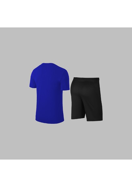 Yeni Seri Büyük Beden Erkek Mavi Dri Kumaş Antrenman ve Koşu Için Konforlu Cepli Düz Tişört Şort Seti 4XL-10XL
