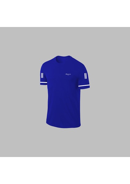 Yeni Seri Büyük Beden Erkek Mavi Dri-Fit Kumaş Baskısız Yuvarlak Yaka Kısa Kol Tişört Şort Alt Üst Spor Takım 4XL-10XL