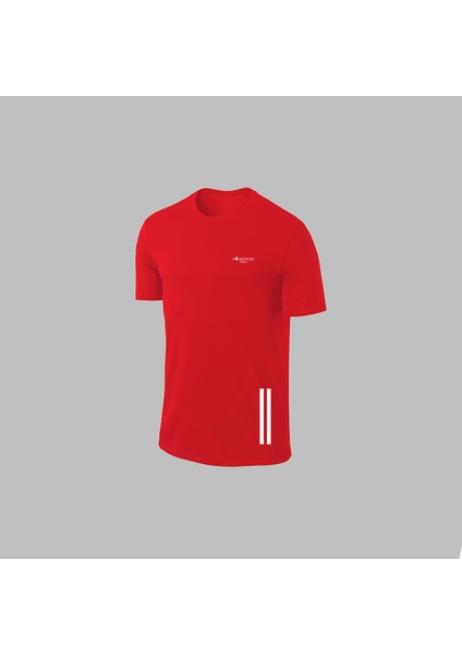 Erkek Kırmızı Dri-Fit Kumaş Cepli Baskısız Sıfır Yaka Kısa Kol Alt Üst Takım Tişört Şort Seti S-3xl