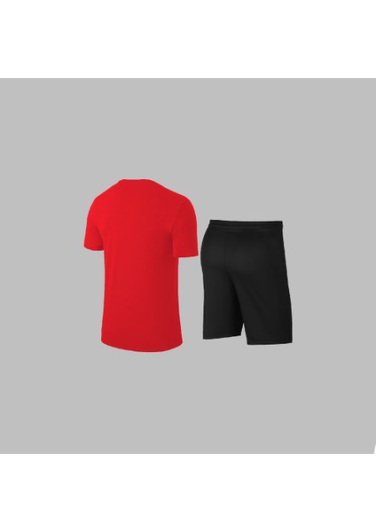 Erkek Kırmızı Dri-Fit Kumaş Cepli Baskısız Sıfır Yaka Kısa Kol Alt Üst Takım Tişört Şort Seti S-3xl