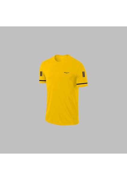 Yeni Seri Büyük Beden Erkek Sarı Dri-Fit Kumaş Baskısız Konforlu Tişört Şort Alt Üst Ikili Takım Seti 4XL-10XL