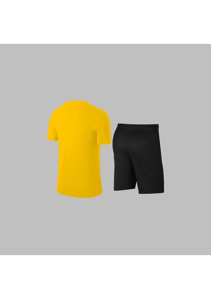Yeni Seri Büyük Beden Erkek Sarı Dri-Fit Kumaş Baskısız Konforlu Tişört Şort Alt Üst Ikili Takım Seti 4XL-10XL