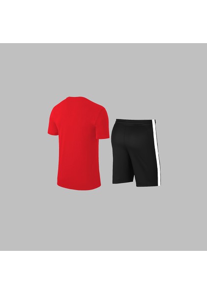 Yeni Seri Büyük Beden Erkek Kırmızı Dri-Fit Kumaş Baskısız Yuvarlak Yaka Kısa Kol Tişört Şort Alt Üst Takım 4XL-10XL