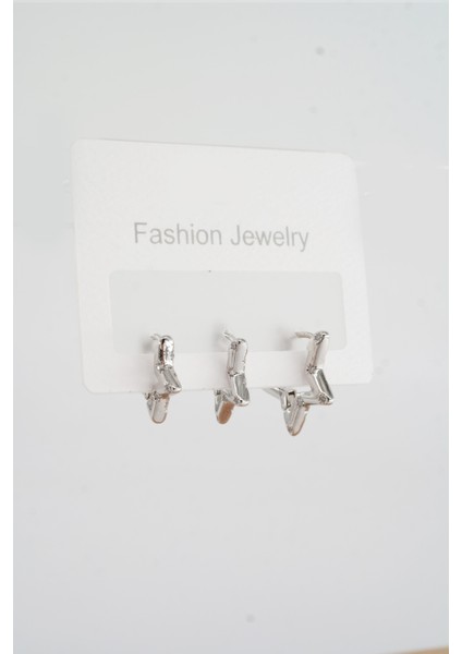 Kadın Vip Seri Zirkon Taşlı Yıldız Helix Model 3 Boy Küpe 1.3cm 1.6 cm ve 2 cm ZRK00585 fiyatları