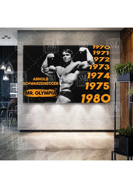 Arnold Schwarzenegger Mr Olympia Poster Spor Salonu Motivasyon Fitness Yatay Kanvas Tablo