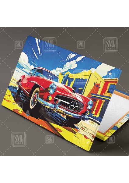 Kırmızı Mercedes Benz 190SL Klasik Araba Dekor 1957 Classic 190 Sl Nostalji Yatay Kanvas Tablo fiyatları