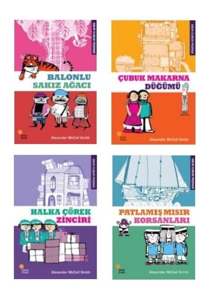 Abur Cubur Peşinde Set 4 Kitap (Çubuk Makarna Düğümü + Balonlu Sakız Ağacı + Halka Çörek Zinciri + Patlamİş Mısır Korsanları)