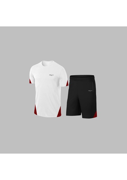 Yeni Seri Büyük Beden Erkek Beyaz Dri-Fit Kumaş Düz Yuvarlak Yaka Kısa Kol Konforlu Tişört Şort Alt Üst Ikili Takım Seti 4XL-10XL