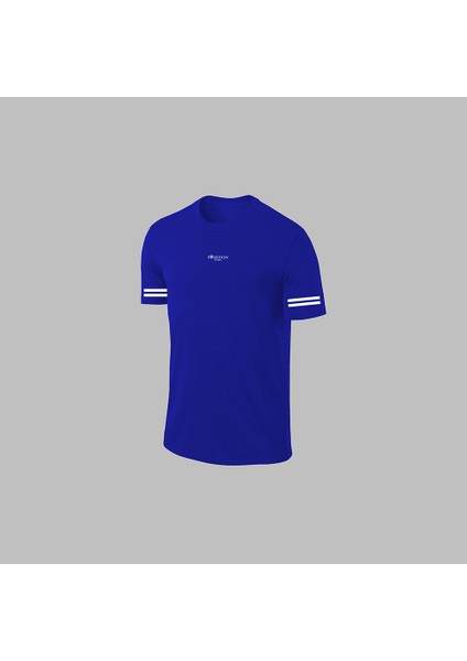Erkek Mavi Dri-Fit Kumaş Antrenman ve Koşu Için Konforlu Cepli Düz Tişört Şort Seti S-3xl