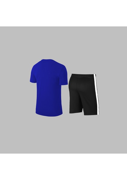 Yeni Seri Büyük Beden Erkek Mavi Dri-Fit Kumaş Spor Için Konforlu Cepli Kısa Kol Tişört Şort Ikili Takım 4XL-10XL