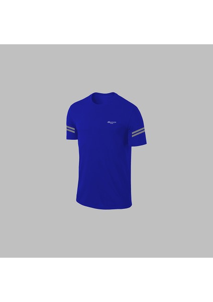 Erkek Mavi Dri-Fit Kumaş Baskısız Yuvarlak Yaka Kısa Kol Tişört Şort Alt Üst Spor Takım S-3xl